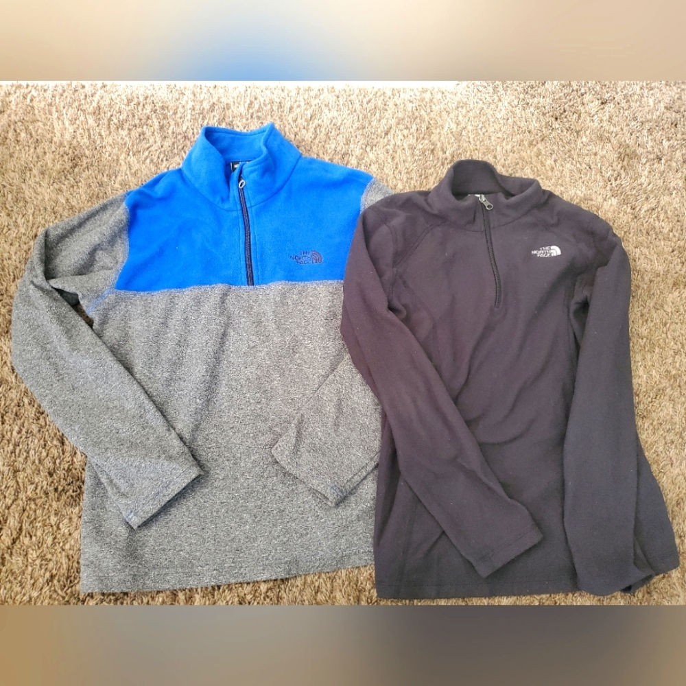 Northface fleece jackets, YXL (14-16), 1 black and 1 blue and gray